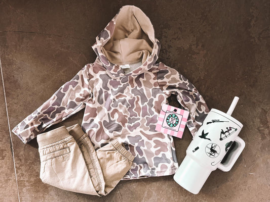 Boys Camo Hooded Shirt