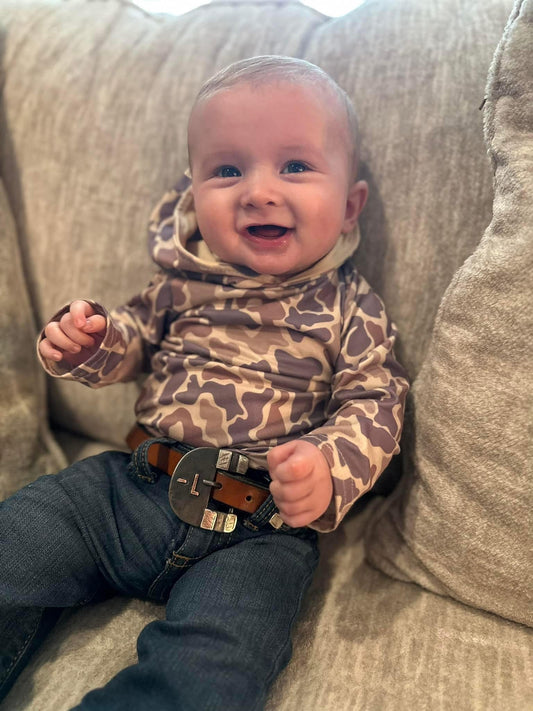 Boys Camo Hooded Shirt