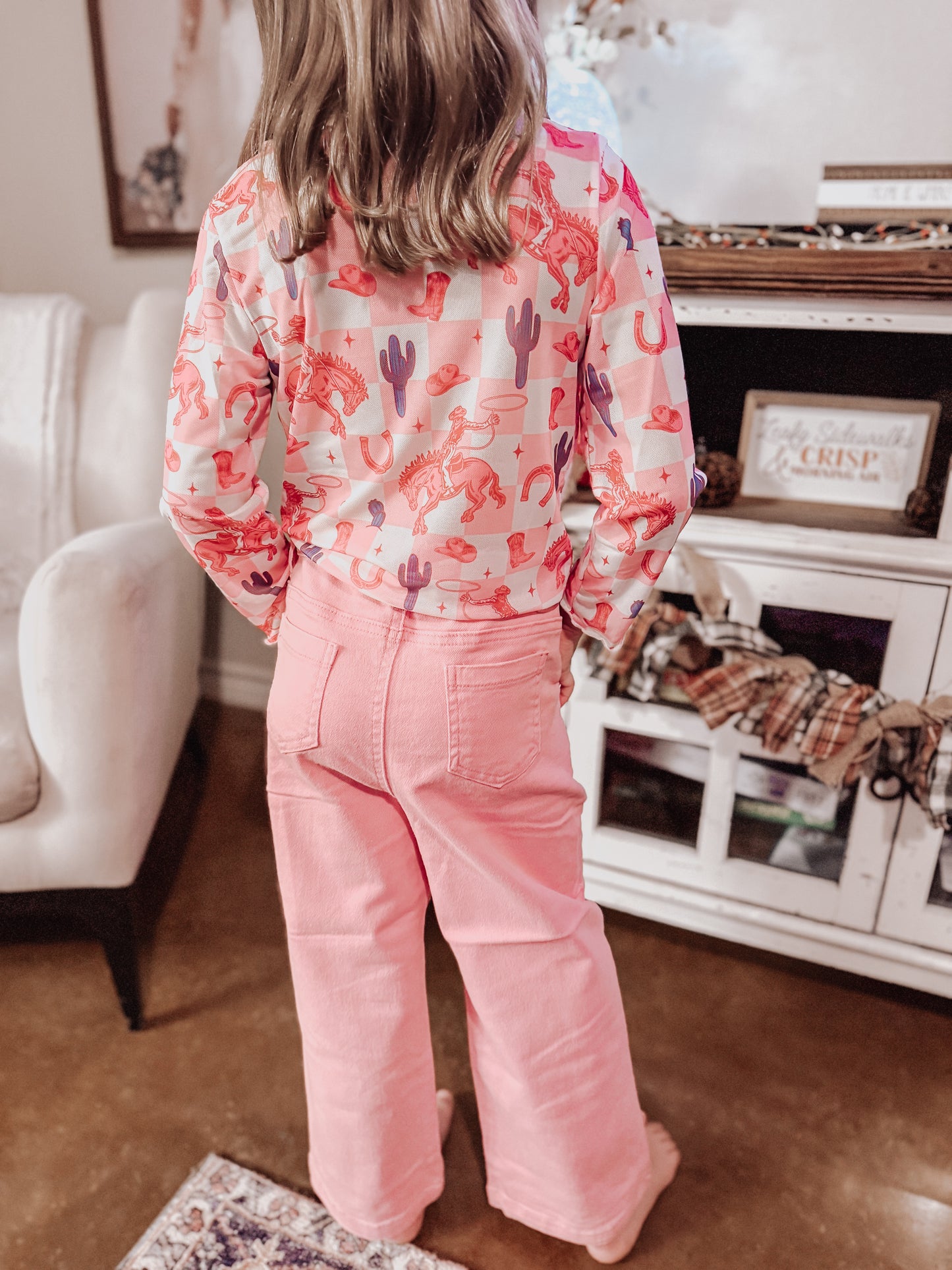 Pink Wide Leg Denim