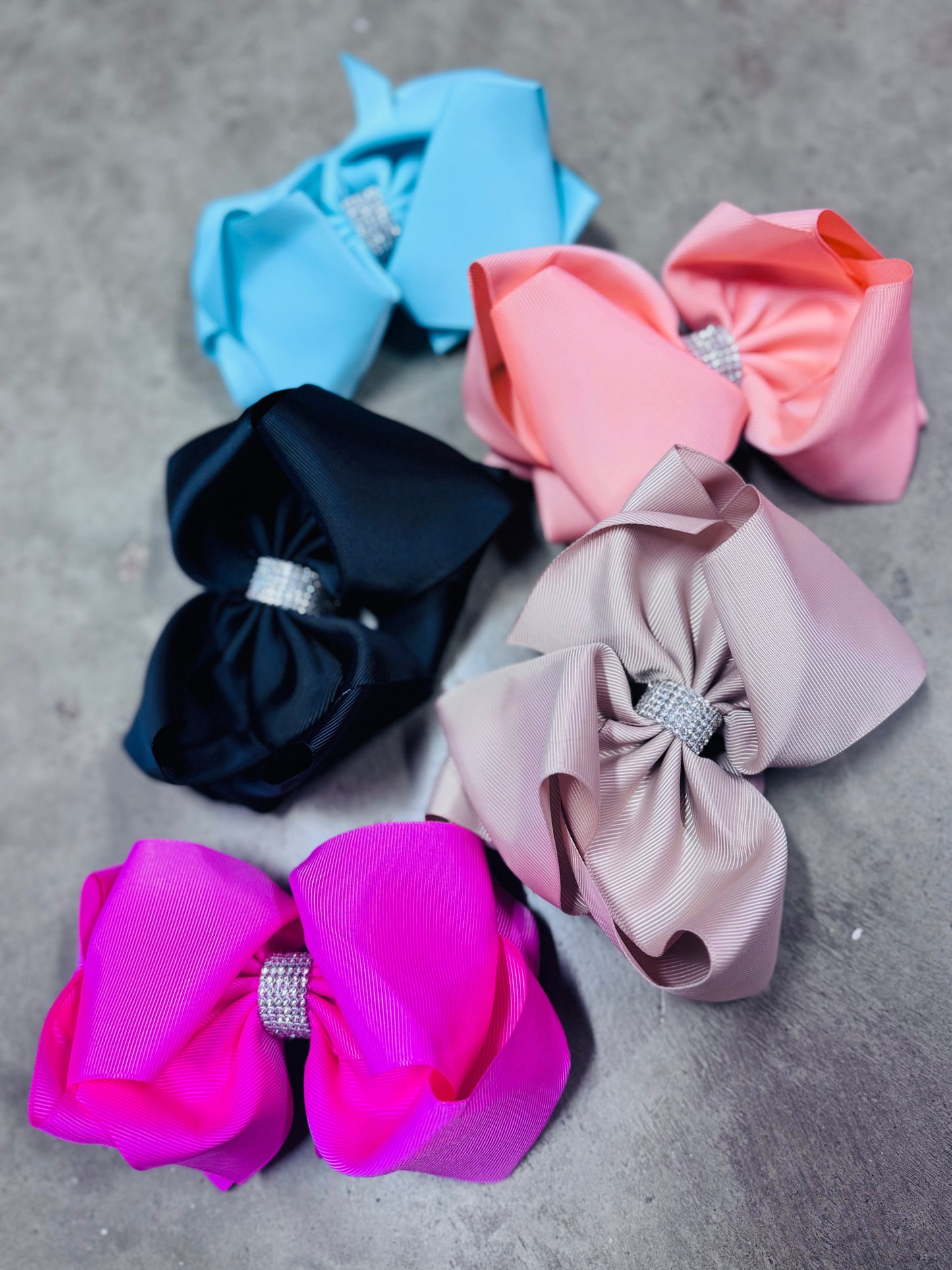 Rhinestone Clip Bows (Solids)