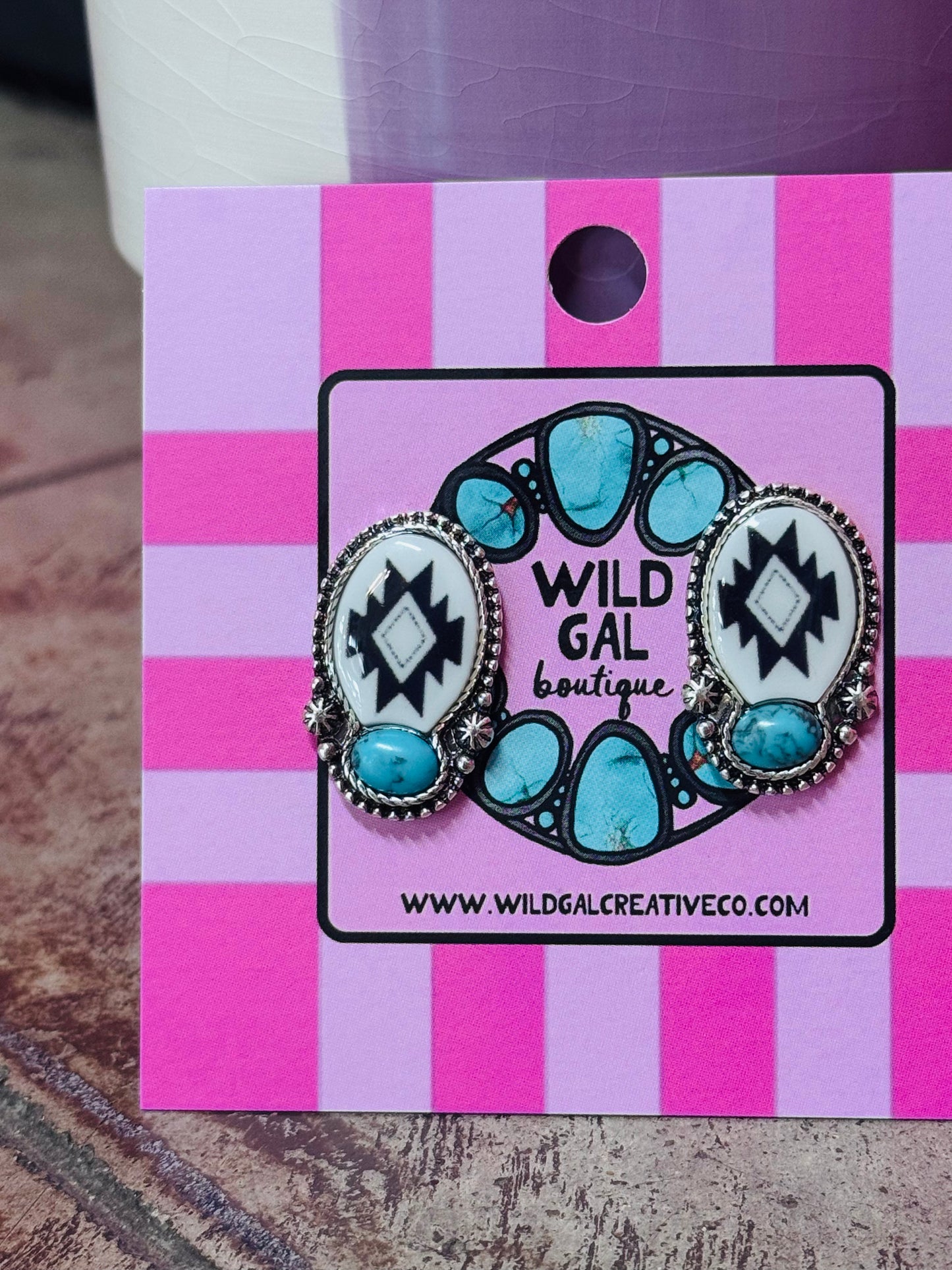 Turquoise Aztec Studs