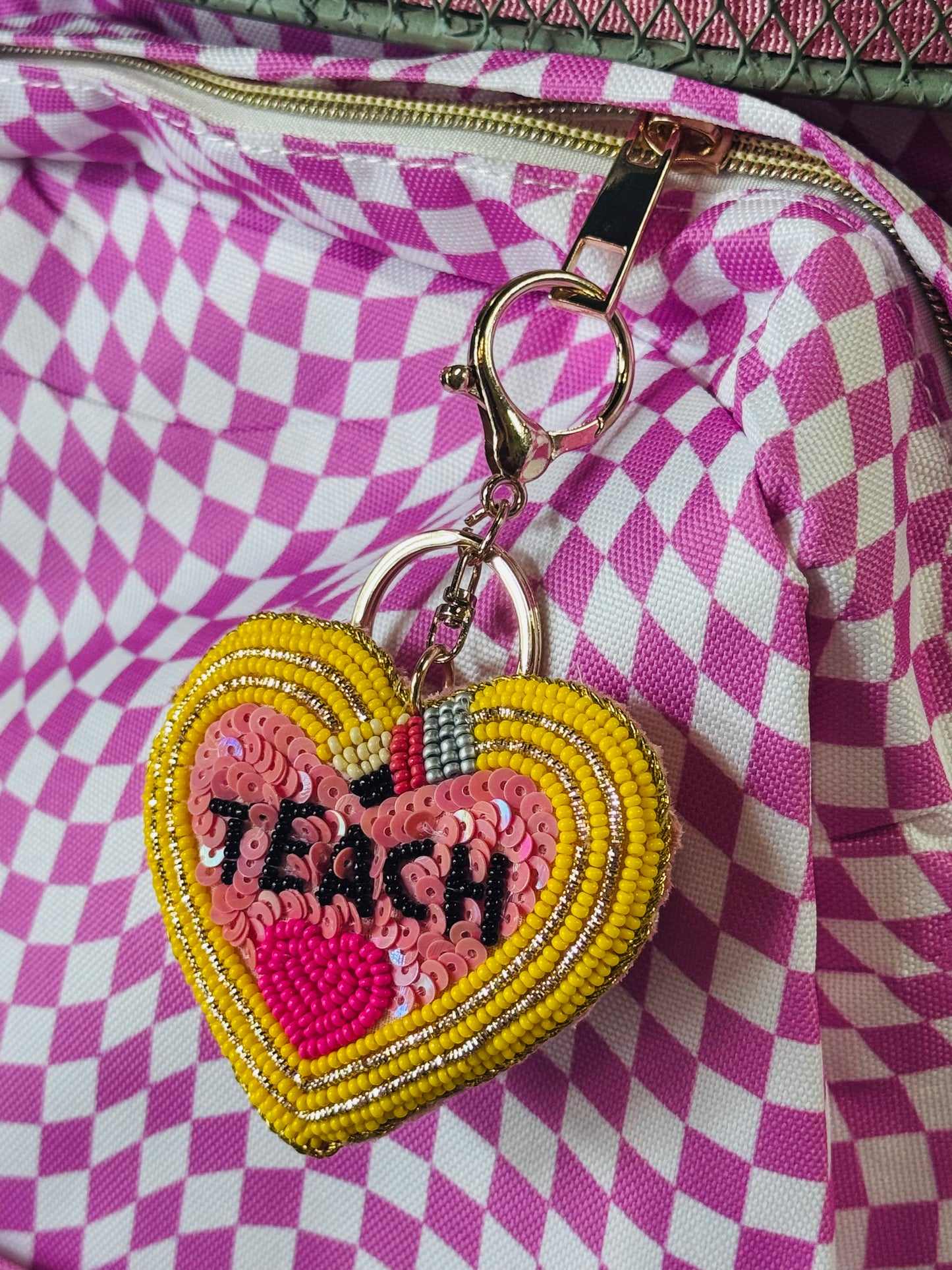 Teach Beaded Keychain