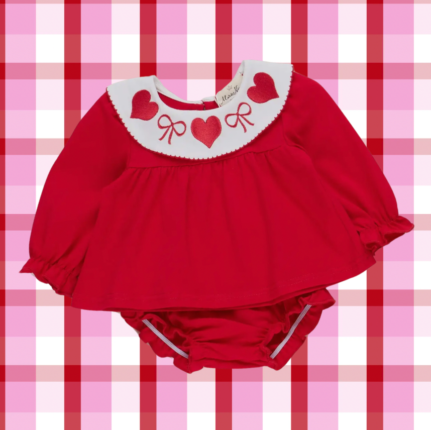 Bows & Hearts Smocked Bloomer Set