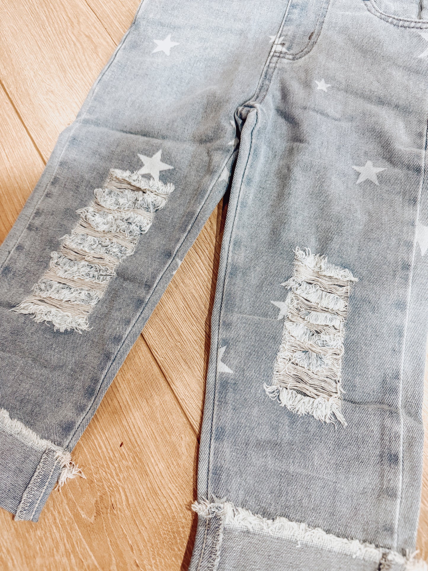 Star Distressed Denim Overalls