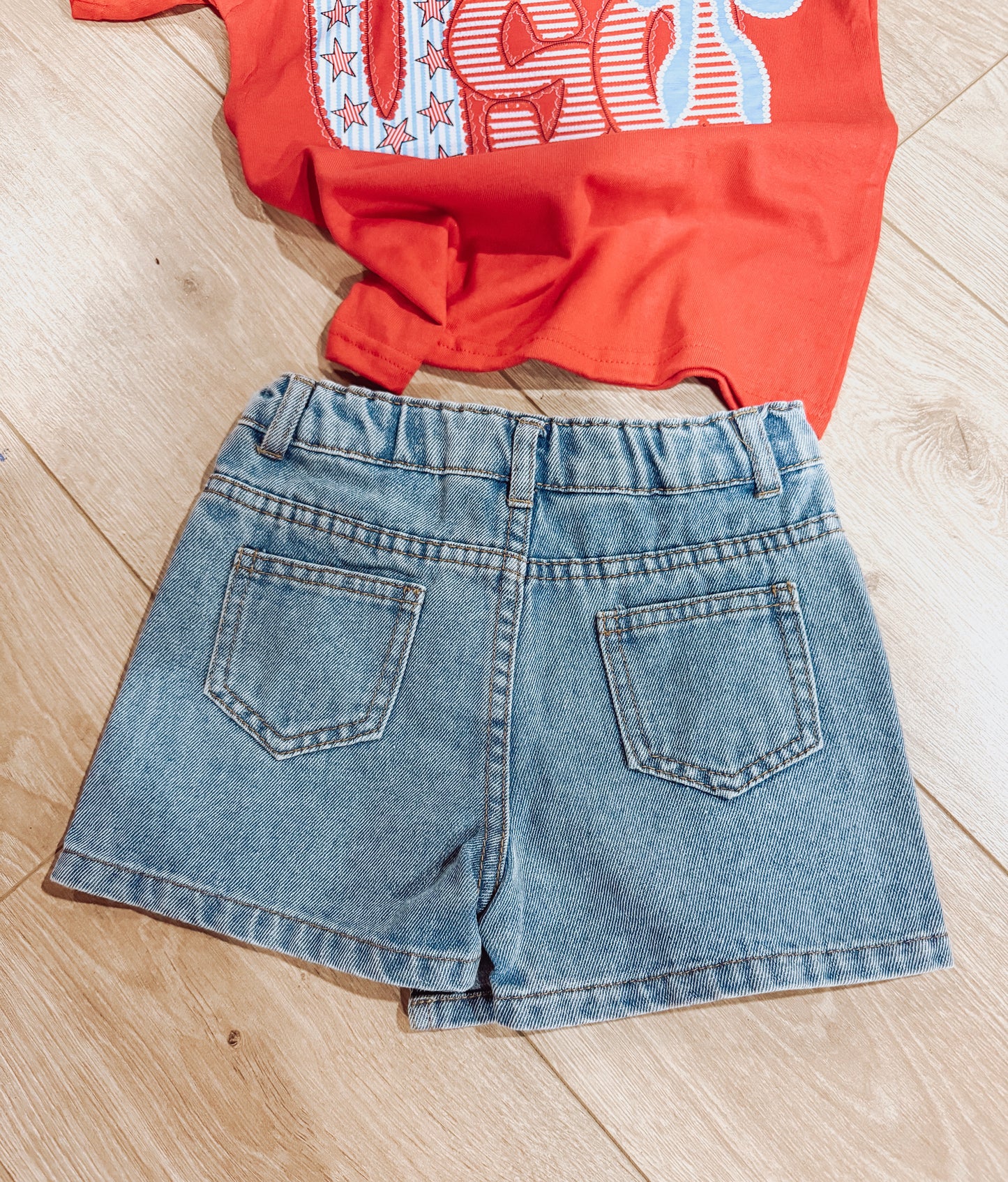 Star Embroidered Denim Skort