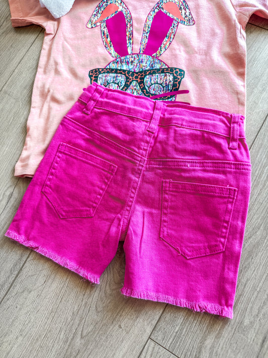 Hot Pink Denim Shorts
