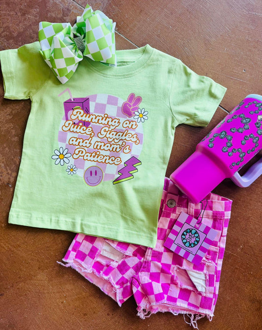 Running On Juice, Giggles & Mom's Patience Tee