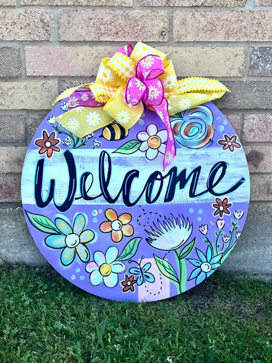 Hand Painted "Welcome" Door Hanger