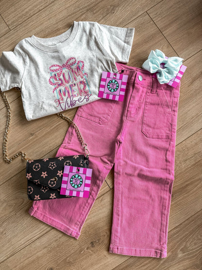 Pink Wide Leg Denim