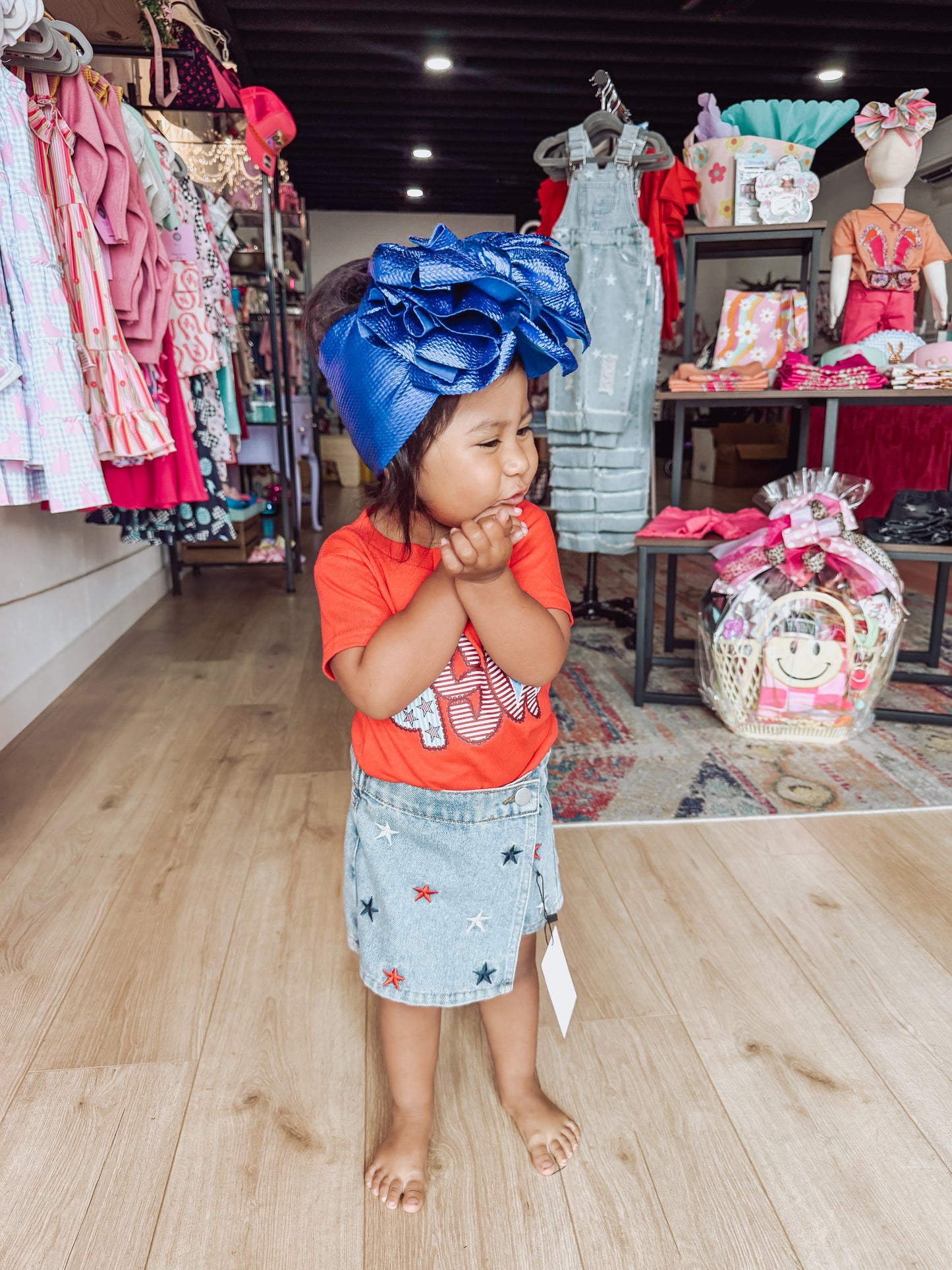 Star Embroidered Denim Skort