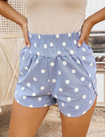 Powder Blue Polka Dot Athletic Shorts