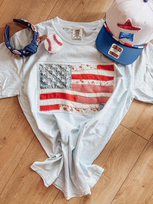 Patriotic Rhinestone Quilt Tee