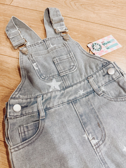 Star Distressed Denim Overalls