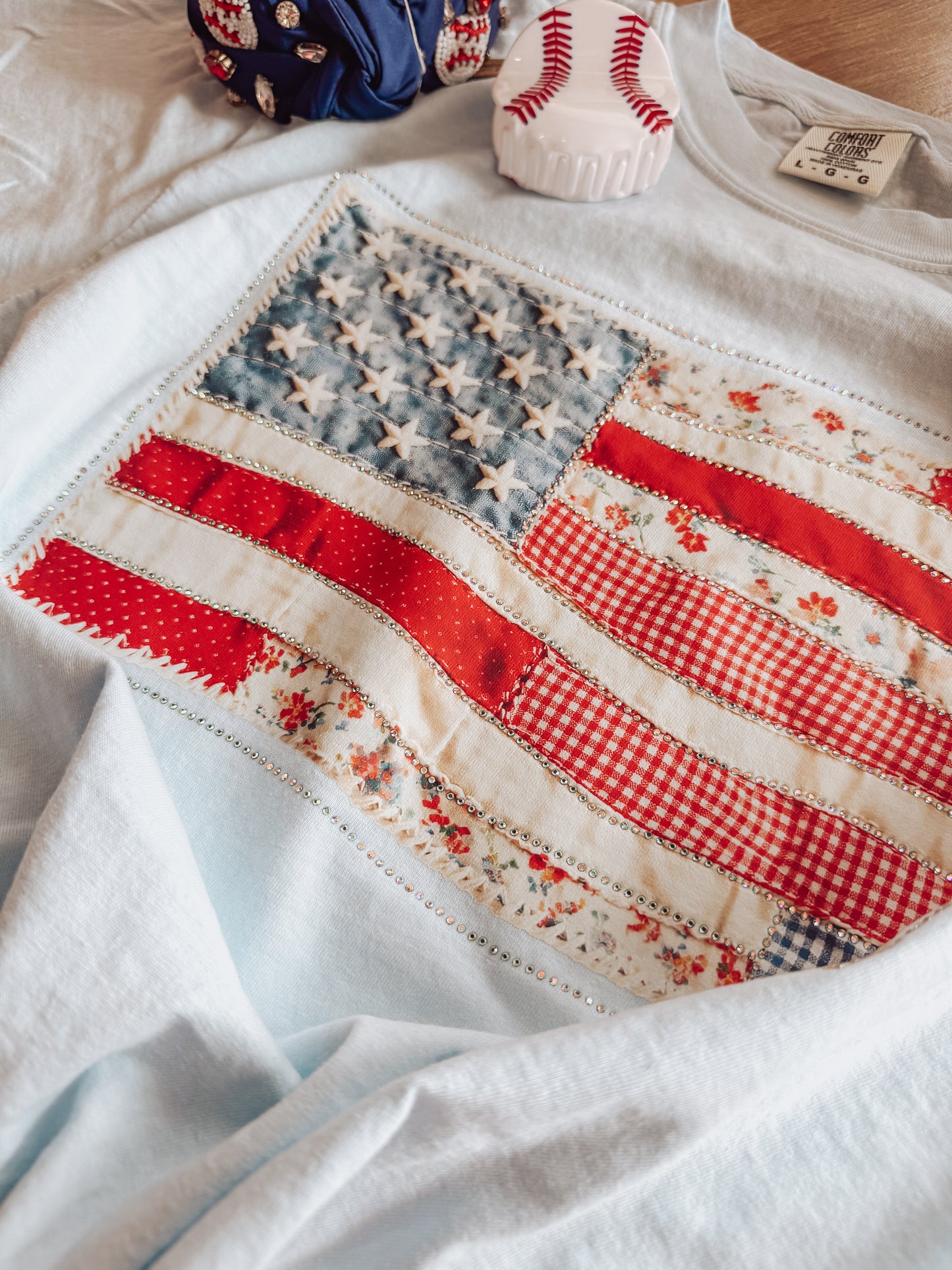 Patriotic Rhinestone Quilt Tee