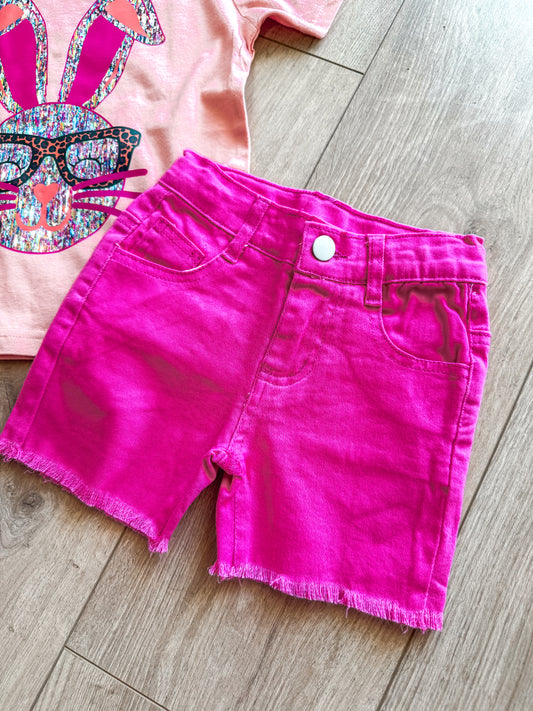 Hot Pink Denim Shorts