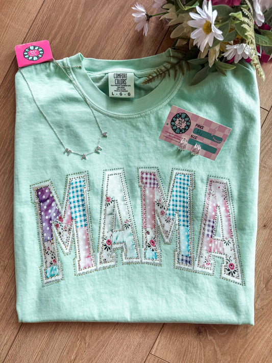Mama Quilt Rhinestone Tee