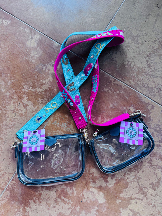 Clear Beaded Crossbody Purse