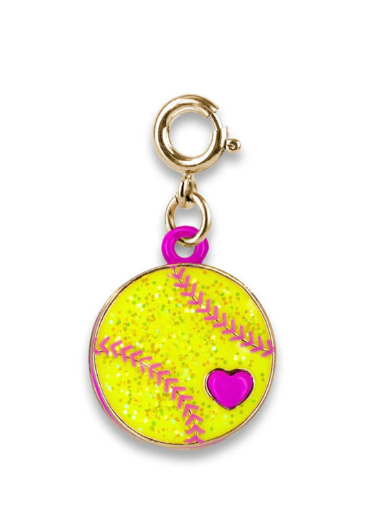 Gold Glitter Softball Charm