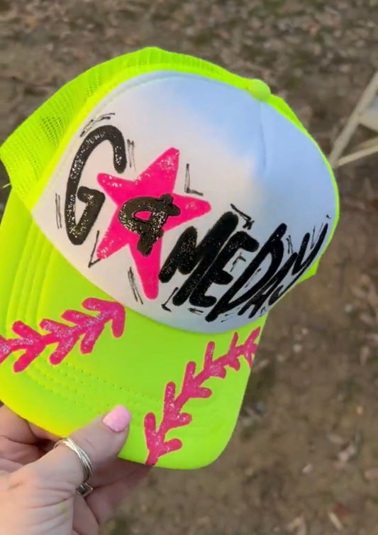 Softball Game Day Painted Trucker
