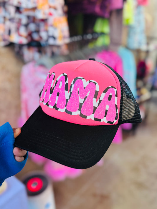 Pink Checkered Mama Trucker