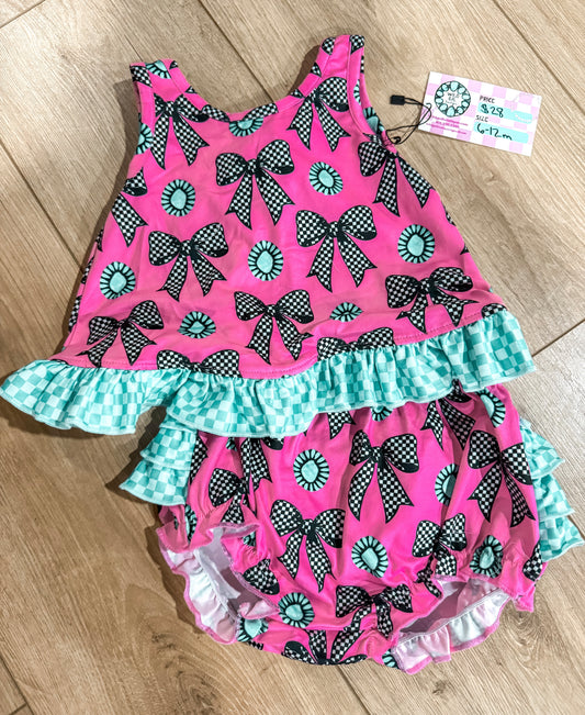 Pink Concho Ruffle Bloomer Set
