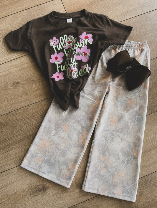 Girls Camo Wide Leg Pants