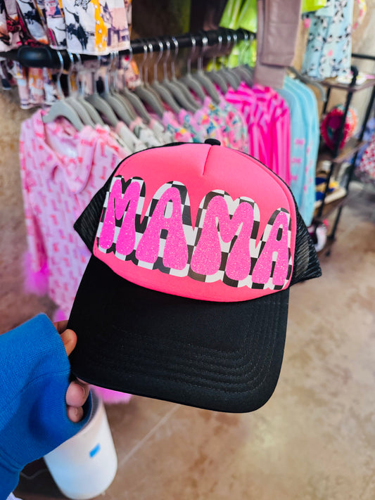 Pink Checkered Mama Trucker