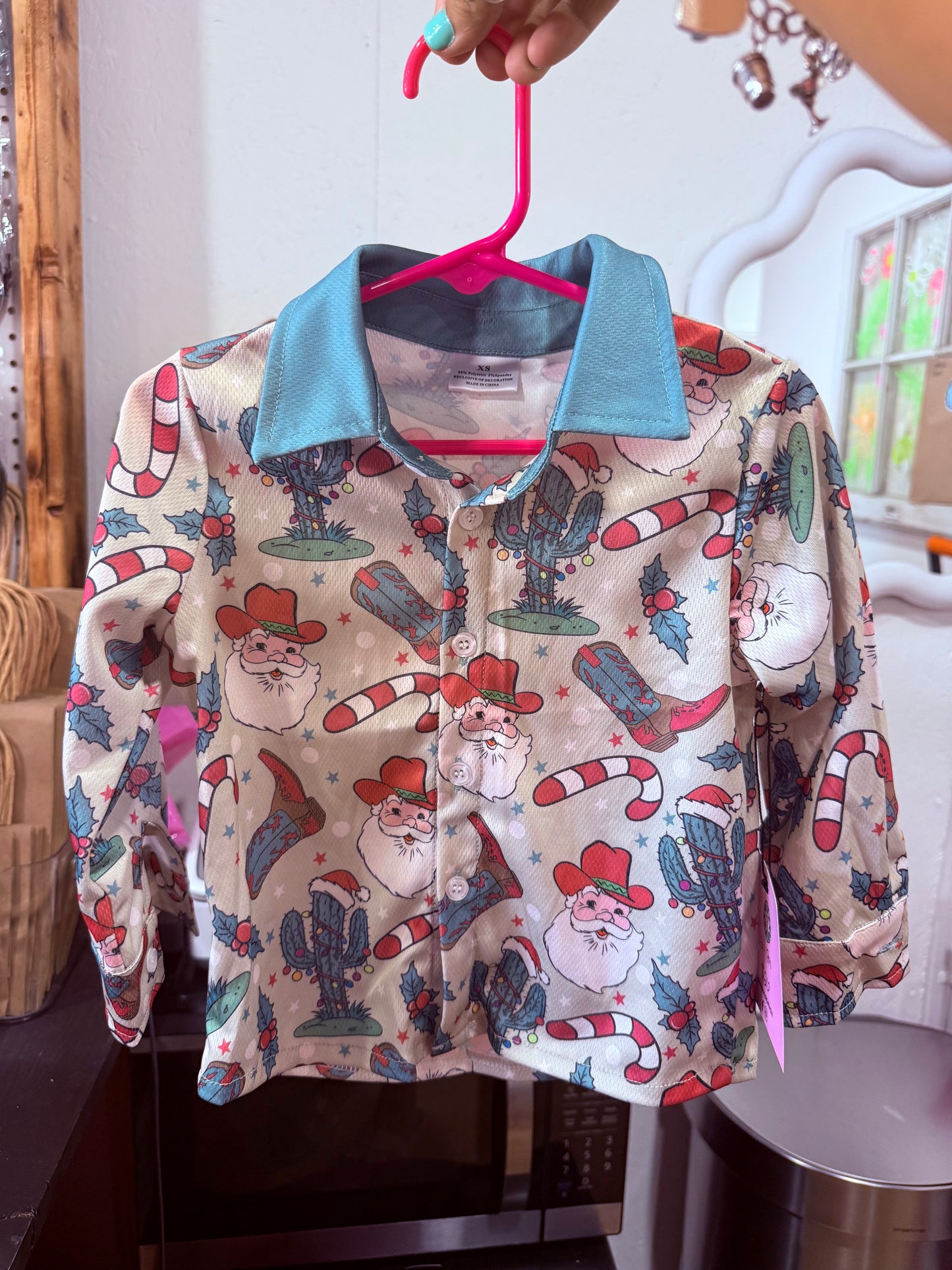 Cowboy Santa Button Down
