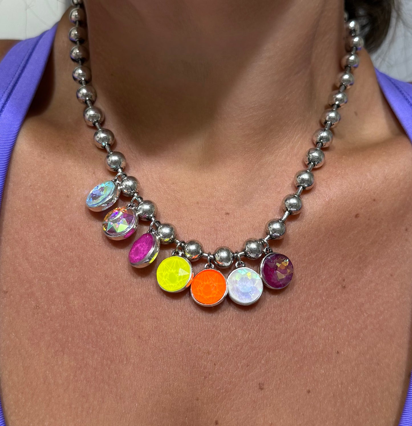Neon Wildflower Statement Necklace