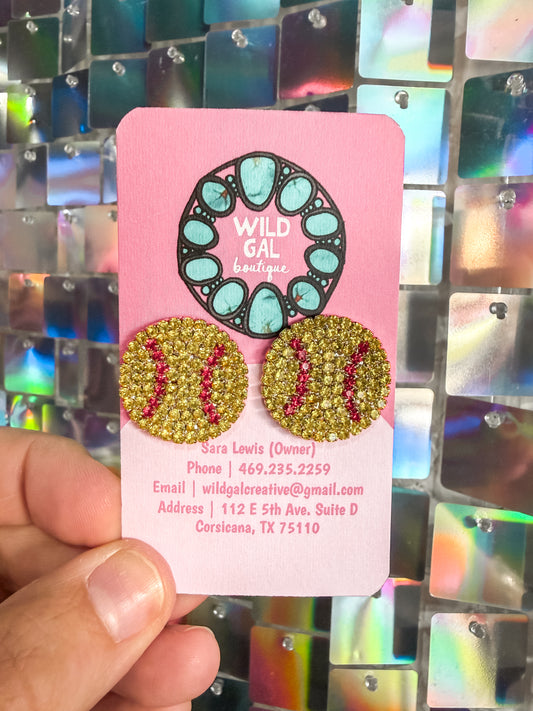 Softball Stud Earrings