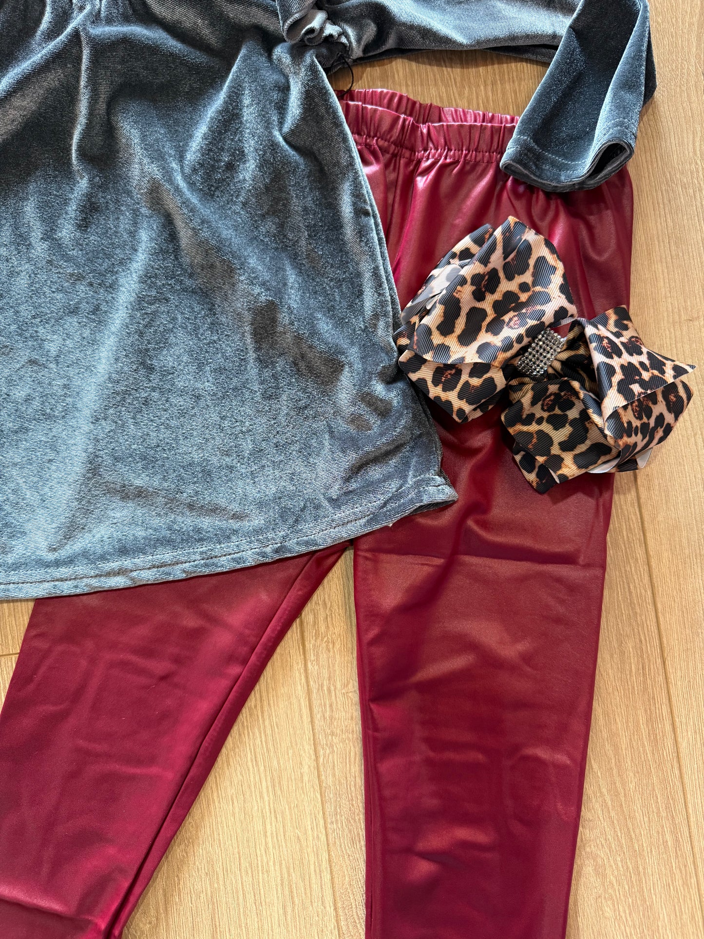 Maroon Leather Leggings