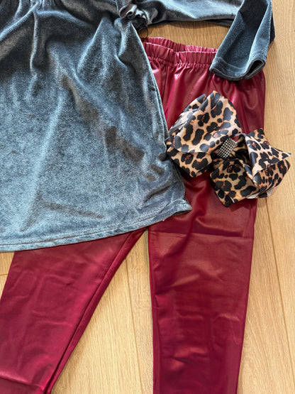 Maroon Leather Leggings