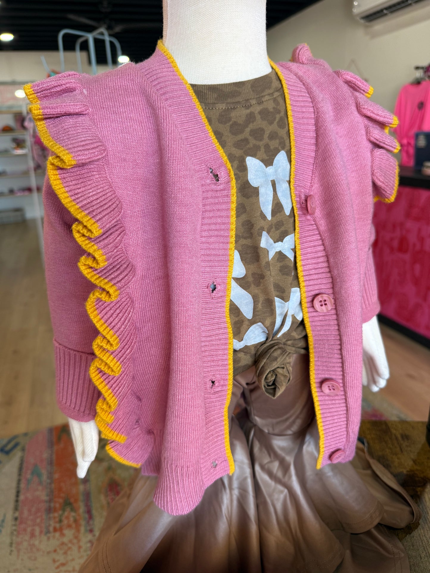 Pink Ruffle Cardigan