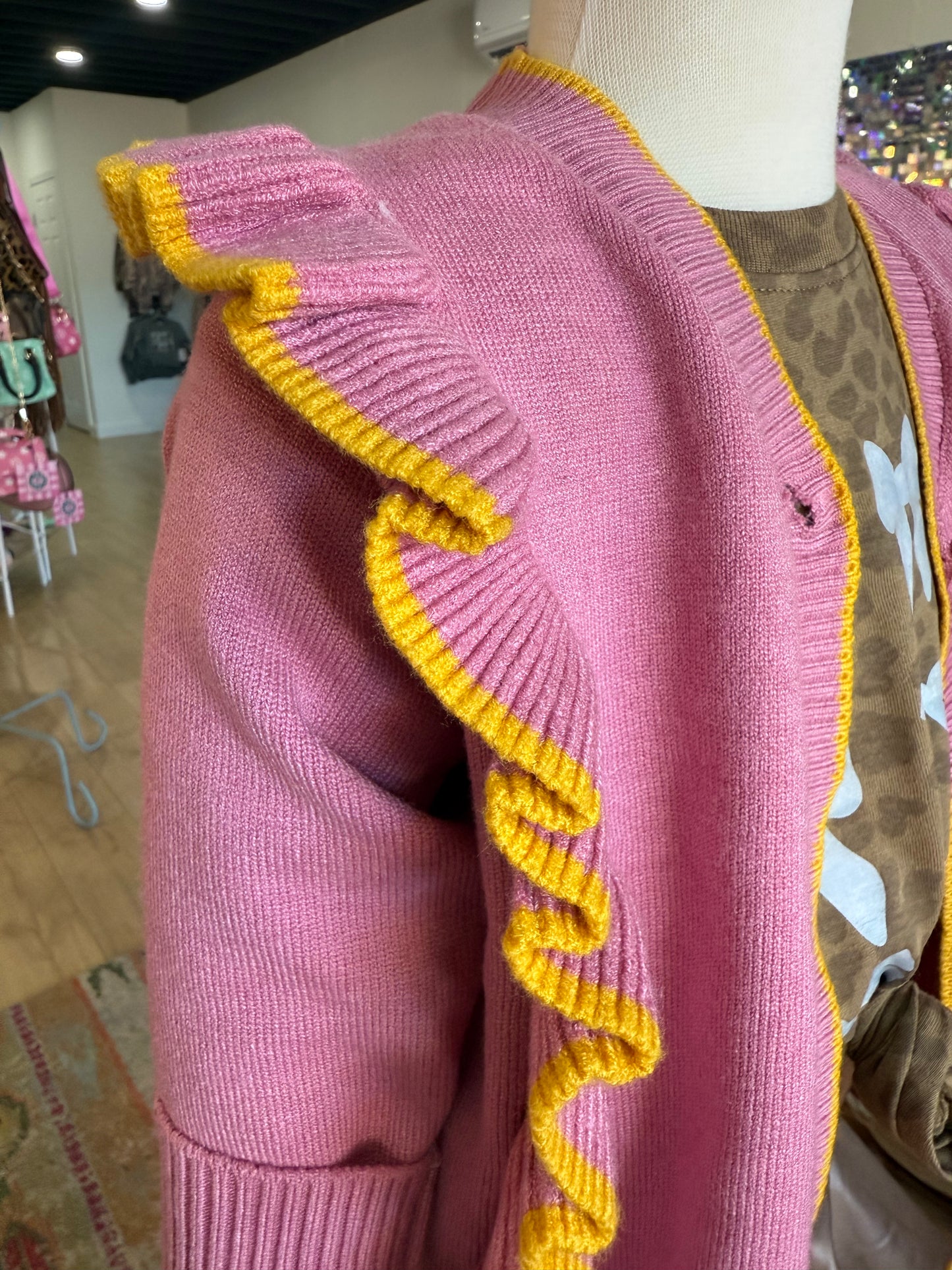 Pink Ruffle Cardigan