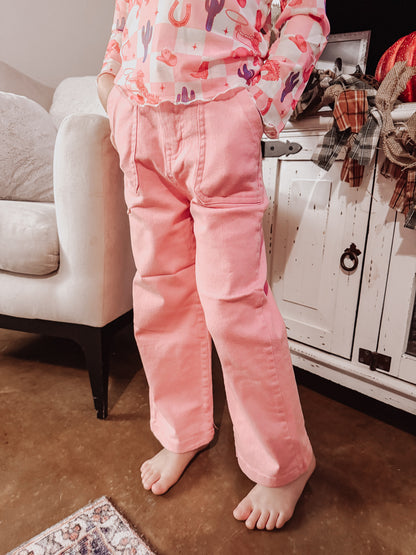 Pink Wide Leg Denim