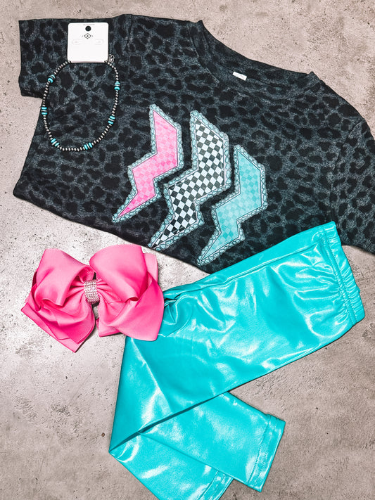 Turquoise Leather Leggings