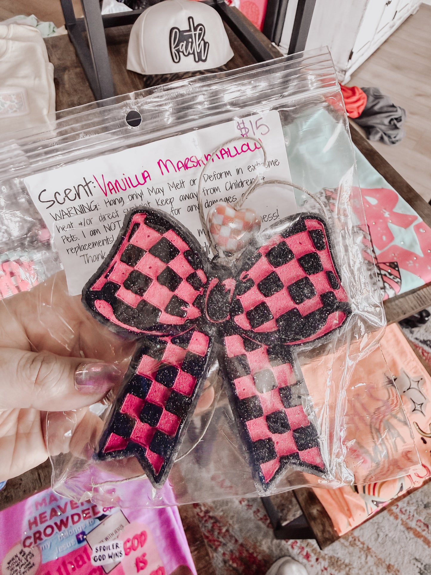 Checker Bow Freshie - Vanilla Marshmallow