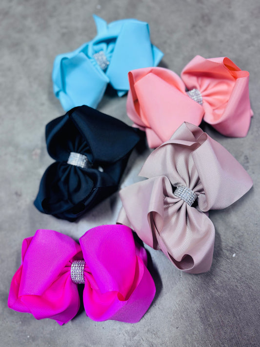 Rhinestone Clip Bows (Solids)