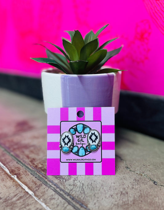 Turquoise Aztec Studs