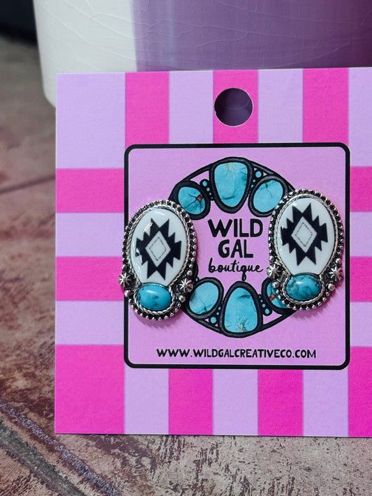 Turquoise Aztec Studs