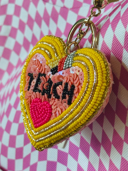 Teach Beaded Keychain