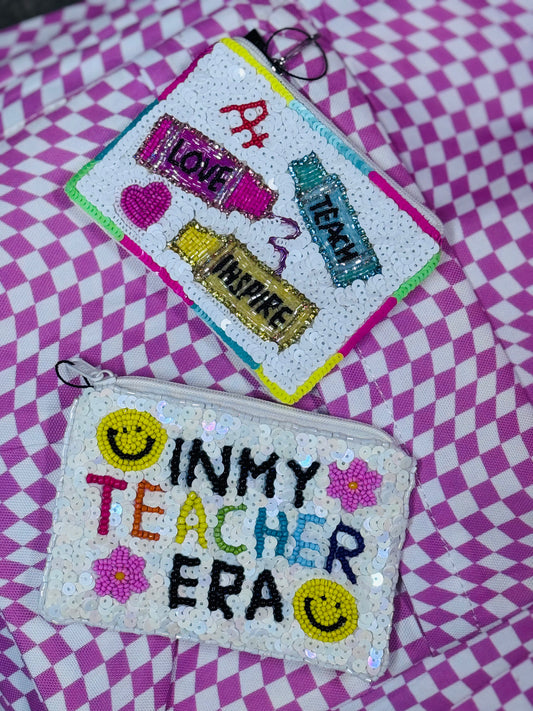 Teacher Beaded Coin Bags