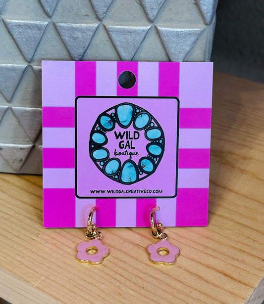 Dainty Pink Flower Hoops
